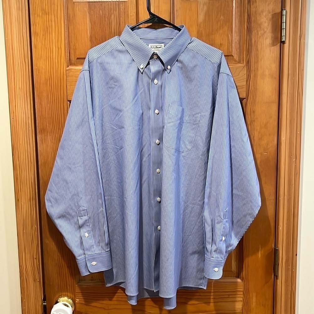L.L.Bean men’s traditional fit striped button down shirt size 17-34. - Picture 1 of 7